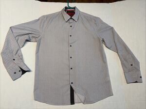 American Breed Men’s Medium Smart Shirt Blue Micro Pattern Slim